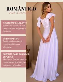 Elegant Women's Satin Long Dress With Ruffled Sleeves, Chic Party Dress With Slit, Fashionable - trắng - Xem 3