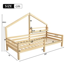 Kids Bed Frames, Headboards & Footboards - Natural + Pine + 90cm*200cm - View 5