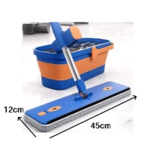 1Set Conjunto Esfregão de Microfibra com Balde Dobrável, Raspador e Desidratação - Azul, Rodízios na Base, Gancho + Sacola de Entrega, Ideal para Limpeza Residencial em Cozinha, Sala e Quarto - A - Visão 5