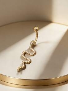 1pc Fashionable Sexy Snake Belly Button Ring, Stainless Steel Cubic Zirconia Jewelry, Suitable For Women's Daily Wear - Multicolor - View 6