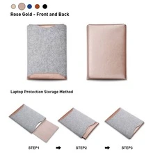 FIORIA Portable Protection, Laptop Bag. Slim Design, Lightweight And Comfortable, Only About 2.8mm Thick. Made With Premium Microfiber Fabric (Microfiber Reinforced Polyurethane Leather), Smooth To The Touch, Waterproof, Leak-Proof, Wear-Resistant, Age-Resistant, Wrinkle-Free, And Deformation-Resistant. The Integrated Flip-Top Can Also Be Used As A Temporary Mouse Pad. - Rose Gold - View 2