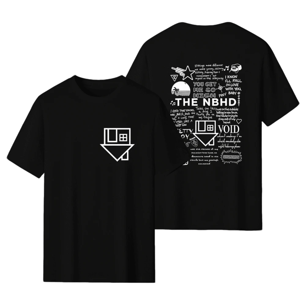 2026 Short Sleeved Summer Breathable T-Shirt The Neighborhood Band Print Men's And Women's Hip Hop Men's Outdoor Hoodie Sweatshirt Short Sleeved Men's Wear - 黑色 - 查看 1