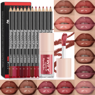 129 Lip Gloss Set With Mix-And-Match Options, 12 Colors Of Silky, Highly Pigmented Lip Liners, And Highly Moisturizing Glossy Lip Gloss To Create Plump, Hydrated Glass Lips. Made With High-Quality Materials To Nourish Your Lips / Subtle 3D Effect - Freely Combinable, One Set Meets Daily, Work, Or Date Makeup Needs. Long-Lasting Moisture, Non-Sticky, Fade-Resistant Lip Care, Ideal For Hydrating And Adding Shine. Valentine's Day Limited Edition.