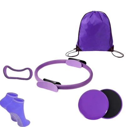 7pcs Yoga & Pilates Set - Women's Home Fitness Equipment - Pilates Ring, Slider Board, Yoga Socks, Resistance Bands, Yoga Wheel. Suitable For Leg, Arm, Thigh Workouts At Home. Gym, Sports, Home Workout, Sports Accessories, Fitness Accessories, Yoga Set, Suitable As Gift For Yoga And Fitness Enthusiasts, Sports Accessories, Pilates Yoga Accessories, Pilates Mat Yoga Accessories