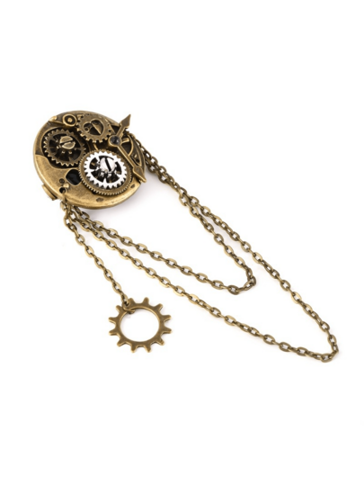 1 buah Bros Gaya Steampunk Vintage, Termasuk Jam, Roda Gigi, dan Jepit Rambut Gothic Multifungsi, Terbuat dari Baja Tahan Karat