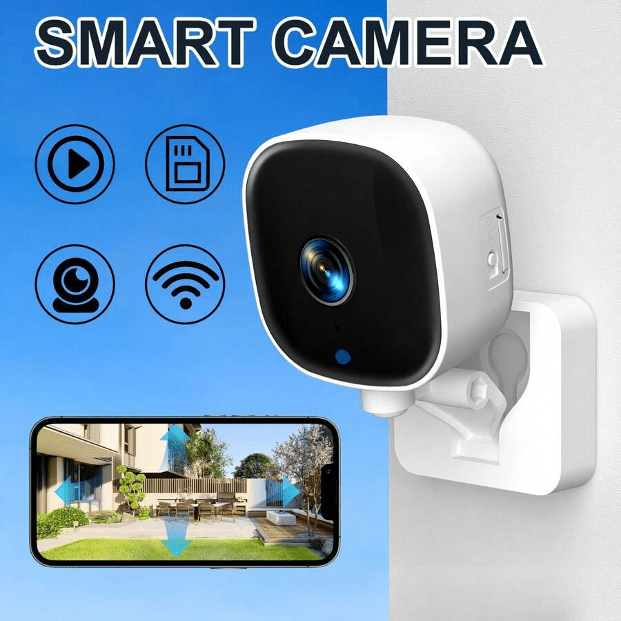 1-2 piezas Cámara HD 1080P mini inteligente con función de visión nocturna infrarroja de alta definición, intercomunicador de voz, detección de movimiento, diseño montado en pared, interfaz de alimentación USB, diseño sin batería, función de almacenamiento en tarjeta TF/nube, que se puede usar en interiores o exteriores y admite visualización en tiempo real a través de aplicaciones móviles.