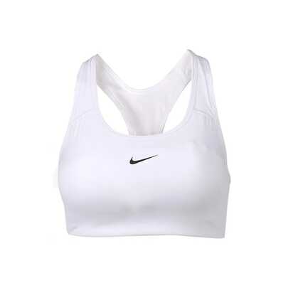  Nike Dri-Fit Swoosh 跑步健身 中強度支撐純色 運動內衣 女款 白色