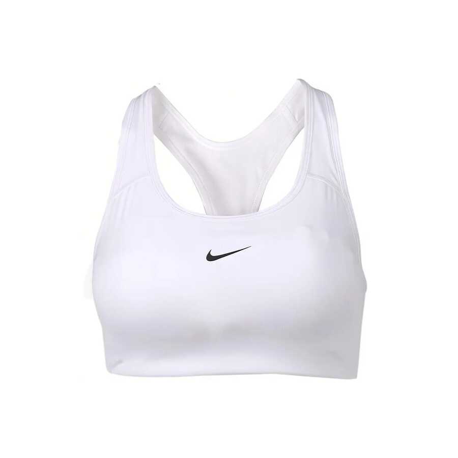 Nike Dri-Fit Swoosh 跑步健身 中強度支撐純色 運動內衣 女款 白色 - 白色 - 查看 1