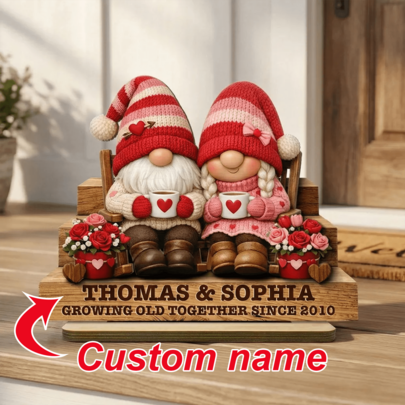 Cute Senior Couple On Couch,Heartfelt Anniversary, Valentine's Day Gift, Gift For Him, Gift For Her,Personalized "Happiness Is Growing Old Together" Elderly Couple Acrylic Plaque,Custom Name Couch Couple Acrylic Stand,Perfect Anniversary Gift For Parents.