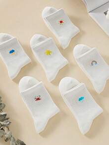 6 Pairs Minimalist Fashion Versatile Casual Mid-Calf Socks - Multicolor - View 2