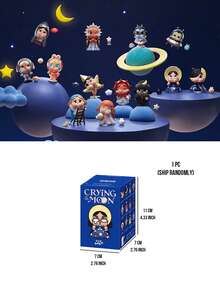 Bộ hộp bí ẩn POP MART CRYBABY Crying Moon, gồm 12 mẫu thông thường và 1 mẫu bí mật, tất cả đều lấy cảm hứng từ mặt trăng và không gian huyền ảo. Các mẫu bao gồm Ngôi sao nhảy múa, Trăng khuyết, Thỏ mặt trăng và Du khách vũ trụ. Mẫu bí mật là "Ngôi sao ước nguyện". Bộ sưu tập câu chuyện tinh tế này được thiết kế dành cho người hâm mộ CRYBABY, những người sưu tập hộp bí ẩn và những người yêu nghệ thuật, là món quà hoàn hảo cho sinh nhật và các ngày lễ. - Nhiều màu - Xem 14
