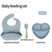 Bộ 8 món đĩa ăn silicone cho bé | 6 màu sắc thiết yếu cho trẻ tập ăn dặm | Đĩa chia ngăn hình trái tim chống đổ & bát ăn cho bé | Thìa và nĩa silicone mềm | Yếm chống tràn | Cốc tập uống 150ml hai tay cầm | Phát triển kỹ năng tự ăn cho trẻ | Phù hợp cho bé từ 6 tháng tuổi trở lên | Quà tặng lý tưởng cho Ngày Quốc tế Thiếu nhi và Ngày của Cha - Nhiều màu - Xem 27