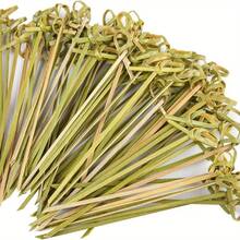 200/100pcs Bamboo Cocktail Picks With Loop, Suitable For Appetizers, Cocktails, BBQ Snacks, Club Sandwiches, Holiday Birthday Wedding Party Gifts - Multicolor - View 5