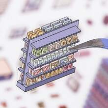 1张卡通迷你场景3D风景贴纸 DIY微缩房屋场景分层拼贴剪贴簿可爱礼物 圣诞节、生日（包装可能因批次而异） - 六邊形 - 查看 6