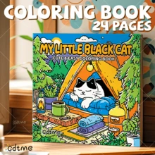GDTME 我的小黑猫：成人及青少年趣味涂色书，简约大胆，是复活节、母亲节、父亲节、婚礼季和生日的完美礼物。可爱的图案有助于缓解压力，非常适合喜欢涂色的朋友和返校季的氛围（舒适区涂色书）。妈妈礼物、韩流、学校、涂色书、文具、复活节礼物、房间装饰、学习用品、办公用品、礼品、派对礼品袋填充物、玩具、2026毕业派对用品 - 可愛的小黑貓2 - 查看 1