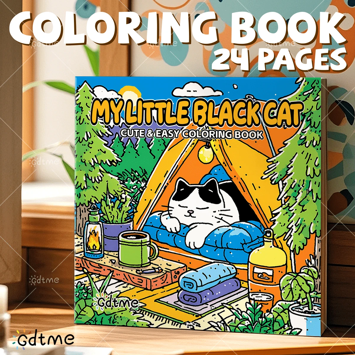 GDTME 我的小黑猫:成人及青少年趣味涂色书,简约大胆,是复活节、母亲节、父亲节、婚礼季和生日的完美礼物。可爱的图案有助于缓解压力,非常适合喜欢涂色的朋友和返校季的氛围(舒适区涂色书)。妈妈礼物、韩流、学校、涂色书、文具、复活节礼物、房间装饰、学习用品、办公用品、礼品、派对礼品袋填充物、玩具、2026毕业派对用品 - 可愛的小黑貓2 - 查看 1