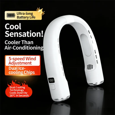 1pc 1200mah COOLiFY Air 2026 Upgraded Neck Fan Air Conditioner, Dual-Airflow Pro Cooling, Ultra Light Portable Fan Rechargeable, Personal Cooling Fan Travel Essentials, Ivory | Personal Cooling Fan, Travel Essentials, Ultra-Light, Rechargeable, Day Gifts For Dad Husband Father, Upgraded, Ivory, Travel Essentials, Beach Essentials, Graduation Season, Commencement, Congrats Grad, Graduation Party, Travel Hiking Essentials, Camping Essentials, Portable Tools, Summer Essentials, Summer Portable