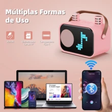 JYX D58 Máquina de Karaoke para Niños y Adultos, Mini Altavoz Portátil de Karaoke Bluetooth con 2 Micrófonos Inalámbricos - Rosa - Ver 6
