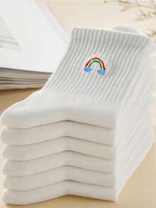 6 Pairs Minimalist Fashion Versatile Casual Mid-Calf Socks - Multicolor - View 5