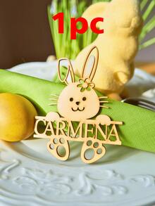 Personalized Wooden Easter Bunny Place Cards + Custom Text Customizable Easter Table Setting Name Cards For Family Easter Brunch, Holiday Dinner Parties, Church Easter Events, Wedding Receptions, Baby Showers - Conventional - View 9