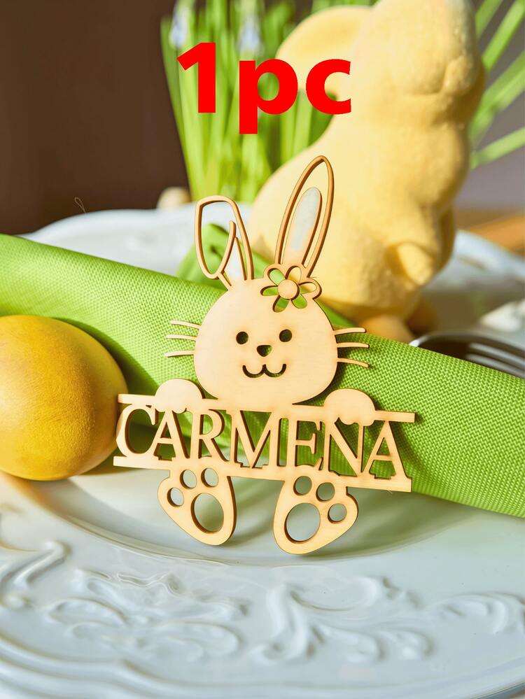 Tarjetas de lugar de conejito de pascua de madera personalizadas + texto personalizado Tarjetas de nombre personalizables para la mesa de Pascua para almuerzos familiares de Pascua, cenas festivas, eventos de Pascua en la iglesia, recepciones de bodas, baby showers - convencional - Añade 9