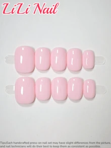10片手工美甲贴纸，压制短款矩形极简美甲贴纸，亮面皮革粉色美甲贴纸，可爱卡通优雅美甲贴纸，春季风格美甲贴纸，节日美甲贴纸，可爱甜美美甲贴纸，自粘假指甲贴纸，日常美甲贴纸，节日美甲贴纸，压制美甲贴纸，适合女性旅行和派对，美甲用品，手工按压式美甲贴纸 - 彩色 - 查看 2