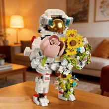 青少年及成人休闲积木玩具，新款宇航员积木装饰，高难度宇航员积木玩具，创意逼真宇航员拼图模型，宇航员主题生日/节日礼物 - 彩色 - 查看 12