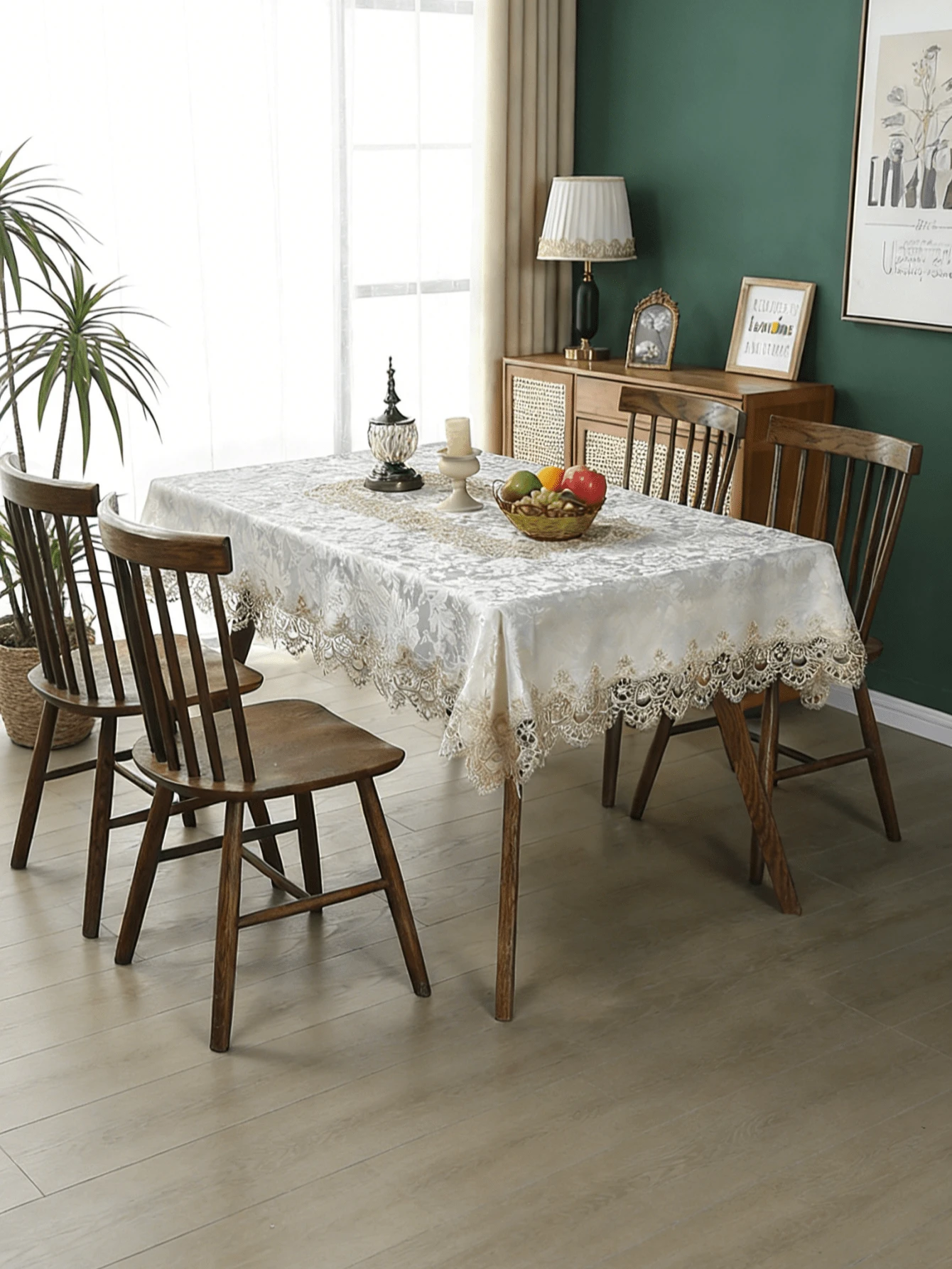 HXARTMIS 1 PC Beige Rectangular Tablecloth, Made With Embroidered Lace And Jacquard Craft, Which Can Effectively Protect The Tabletop. Tablecloth, Tablecloth, Birthday, White Tablecloth, Baptism, Pink Tablecloth, Stain-Resistant Tablecloth, Furniture Doilies, Living Room Rug, Plastic Kitchen Tablecloth, Round Tablecloth, Square Tablecloth - Beige - View 1