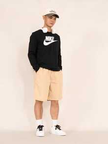 Nike Crew Neck Solid Color Warm Long-Sleeve Sweatshirt For Men, Black - Black - View 7