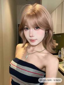 alicegarden 1 Tóc giả tổng hợp chịu nhiệt, tóc giả ngắn màu xám có mái, dài 3,6 mét, làm từ sợi tổng hợp, thích hợp sử dụng hàng ngày, tóc giả mô phỏng tự nhiên. - màu nâu - Xem 4