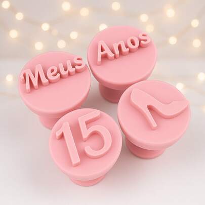 Kit Carimbos para Brigadeiro Docinho 15 Anos Debutante com 4 peças