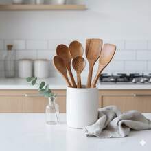 Classic 5-Piece Hardwood Kitchen Utensil Set | The Essential Collection For Every Cook - Brown - View 1