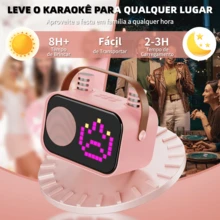JYX D58 Máquina de Karaoke para Niños y Adultos, Mini Altavoz Portátil de Karaoke Bluetooth con 2 Micrófonos Inalámbricos - Rosa - Ver 7