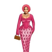 Feather & Foil Embellished Multi-Layer Nigerian Wedding Headwrap - Multicolor - View 12