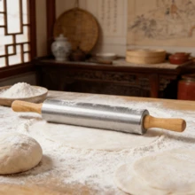 1pc Stainless Steel Rolling Pin - Heavy Duty Classic Pasta Dough Roller For Pasta, Pizza, Cookies And Pastries - Silver - View 4