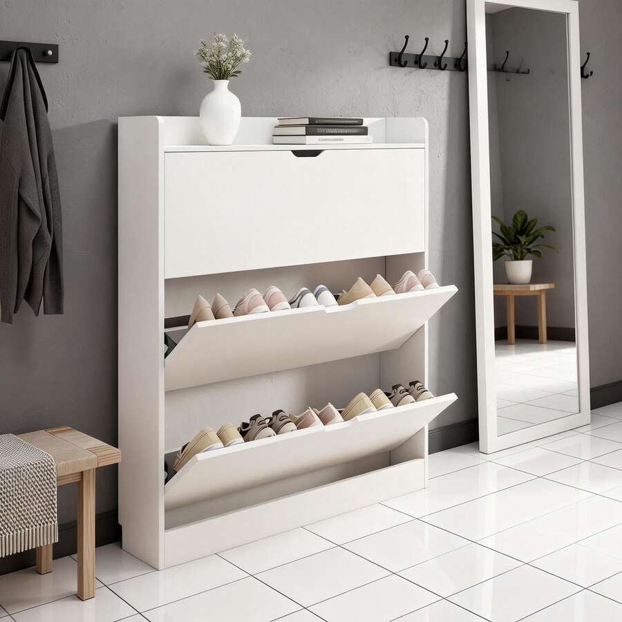 Shoe Cabinets - White - View 1