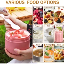 Oatmeal Cup With Lid And Plastic Spoon Portable Plastic Yogurt Cup, Also Suitable For Oatmeal, Milk, Fruit Salad, Lunch Items And Soup - Multicolor - View 11