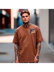 Camiseta Casual Oversized Glok Militar Tiro Esportivo Atirador - Marrom - Visão 2