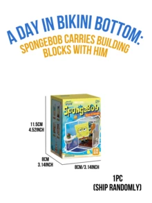 A Day In Bikini Bottom Pendant Blind Box Building Block Assembly Toy Accented With Transparent Acrylic Pendant Case With Strap Mini Figure Elements Net Scoop Sea Star Painting Easel Bubble Blower Mop Bucket Money Bag Guitar Microphone Decorations, Compact Size Portable Design, Crafted For Comfortable Touch Vivid Colors Exuding Childlike Fun And Cute Charm, Perfect For Collection Display Desk Decor Bikini Bottom Theme Party Decoration, Ideal For Fans Collectors Building Block Enthusiasts Kids Teens Adults, Lovely Gift For Friends Lover - Multicolor - View 14