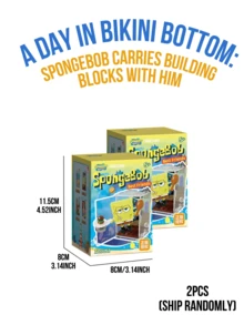 A Day In Bikini Bottom Pendant Blind Box Building Block Assembly Toy Accented With Transparent Acrylic Pendant Case With Strap Mini Figure Elements Net Scoop Sea Star Painting Easel Bubble Blower Mop Bucket Money Bag Guitar Microphone Decorations, Compact Size Portable Design, Crafted For Comfortable Touch Vivid Colors Exuding Childlike Fun And Cute Charm, Perfect For Collection Display Desk Decor Bikini Bottom Theme Party Decoration, Ideal For Fans Collectors Building Block Enthusiasts Kids Teens Adults, Lovely Gift For Friends Lover - Multicolor - View 13