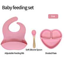 Bộ 8 món đĩa ăn silicone cho bé | 6 màu sắc thiết yếu cho trẻ tập ăn dặm | Đĩa chia ngăn hình trái tim chống đổ & bát ăn cho bé | Thìa và nĩa silicone mềm | Yếm chống tràn | Cốc tập uống 150ml hai tay cầm | Phát triển kỹ năng tự ăn cho trẻ | Phù hợp cho bé từ 6 tháng tuổi trở lên | Quà tặng lý tưởng cho Ngày Quốc tế Thiếu nhi và Ngày của Cha - Nhiều màu - Xem 26