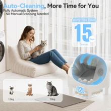 DEVOKO Automatic Self-Cleaning Cat Litter Tray 360° Fully Open Design, With APP Remote Control, Integrated Protection Automatic Cat Litter Tray For Multiple Cats - UK Plug(220-240V) - View 5