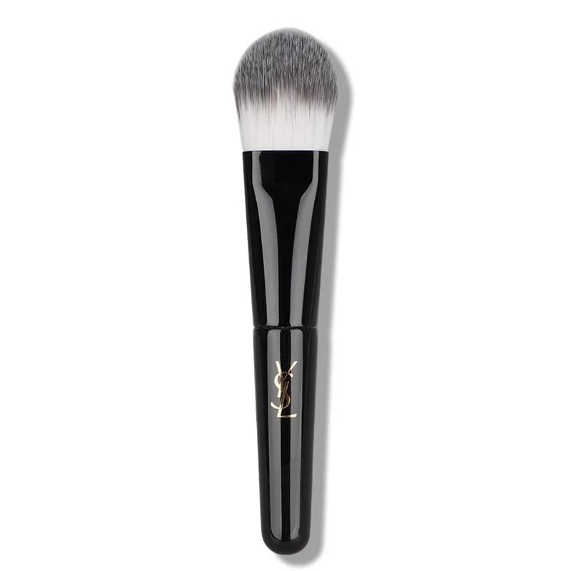 Yves Saint Laurent Black Handle, Gold Logo, Gradient Gray-White Bristle Foundation Brush - Black - View 1