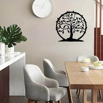 1 pieza Árbol de la vida que representa un paisaje natural, decoración colgante de árbol de pino de arte de hierro, estética minimalista, estilo rústico, decoración del hogar, impresionante arte de pared para la sala de estar, el dormitorio, la oficina