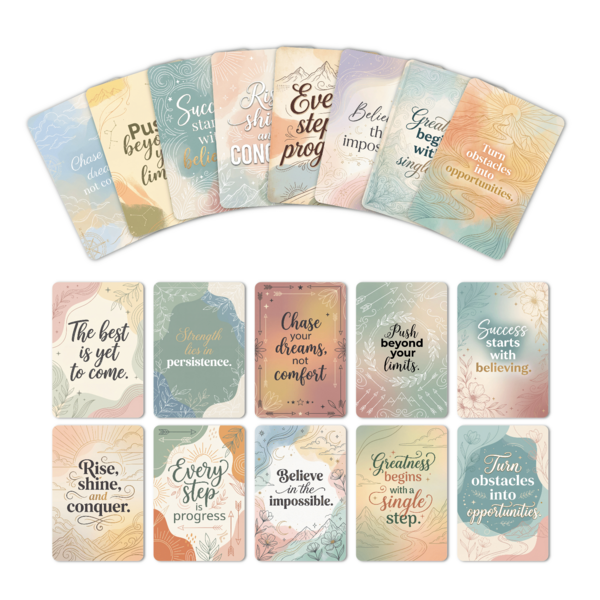 Artful Inspiration Card Set - 18PCS Watercolor & Floral Affirmation Cards With "Rise, Shine, Conquer", Desk Decor & Motivational Gift For Adults