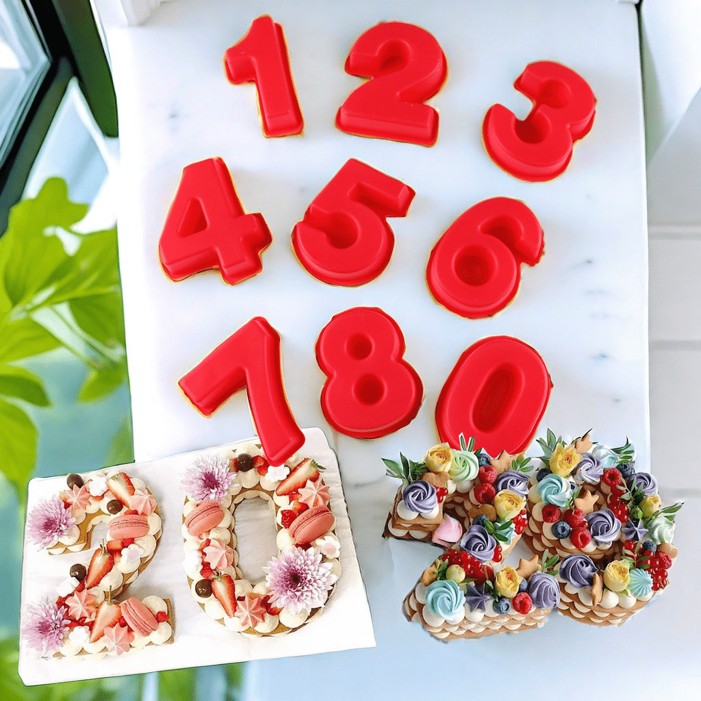 1pc 3D Large Silicone Cake Mold With Numbers, 0-9, Birthday & Anniversary Cake Pan For Baking