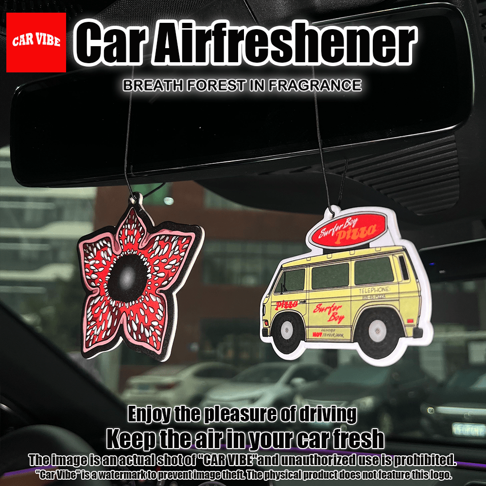 StrangerThings Car Hanging Rearview Mirror Scented Tablets,,Car Air Freshener,Car Scented Tablet, Car Air Freshener, Rearview Mirror Hanging Decoration,Car Decoration Pendant,Car Interior Accessories, Special Gifts For Friends, Durable Paper-Based Fragrance For Vehicles, No Alcohol, Easy To Use, Playful Design