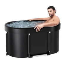 Oval Foldable Ice Bath Tub For Athletes: Portable Tub For Home Gym & Outdoor Training - Black - View 3