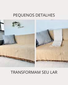 Set Of 2 Throws For Sofa Or Bed, 100% Cotton, Size 210x120, Decorative And Protective Cover For A New And Elegant Home - 混合焦糖 - 查看 3