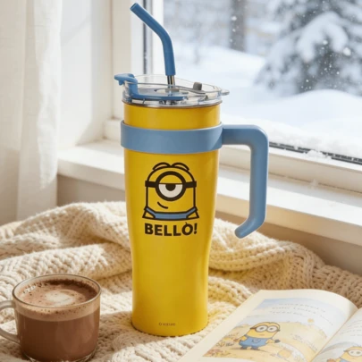 1600ml/54oz Minions Series Stainless Steel Water Bottle, Cartoon Anime Portable Insulated Tumbler Cup, Large Capacity Thermal Insulated Water Bottle For Outdoor Sports